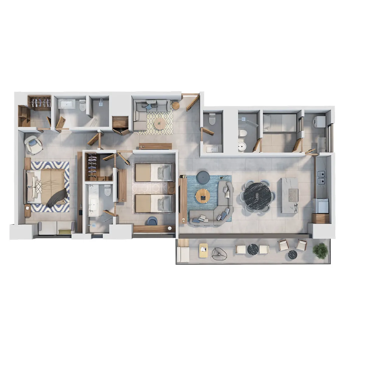 Plano del apartamento de 2 habitaciones de Torre Parkside